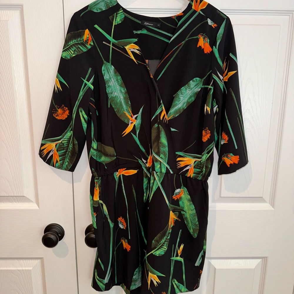 Reitmans Black and Green Floral Jumpsuit